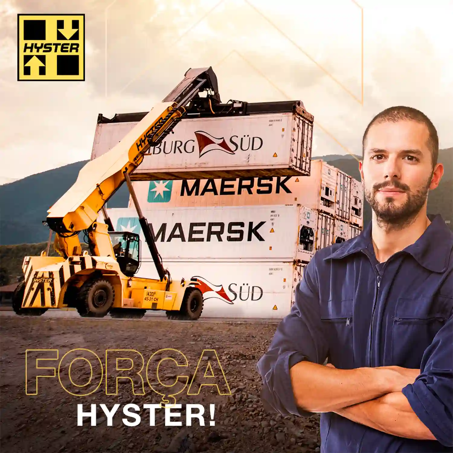 Peça de social media da Hyster com o mote 